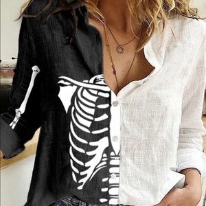 Skeleton long sleeve shirt/blouse